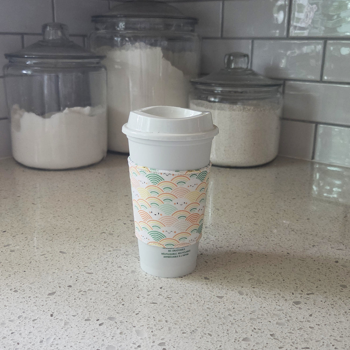 Money Cats & Happy Rainbows Reversible Coffee Sleeve