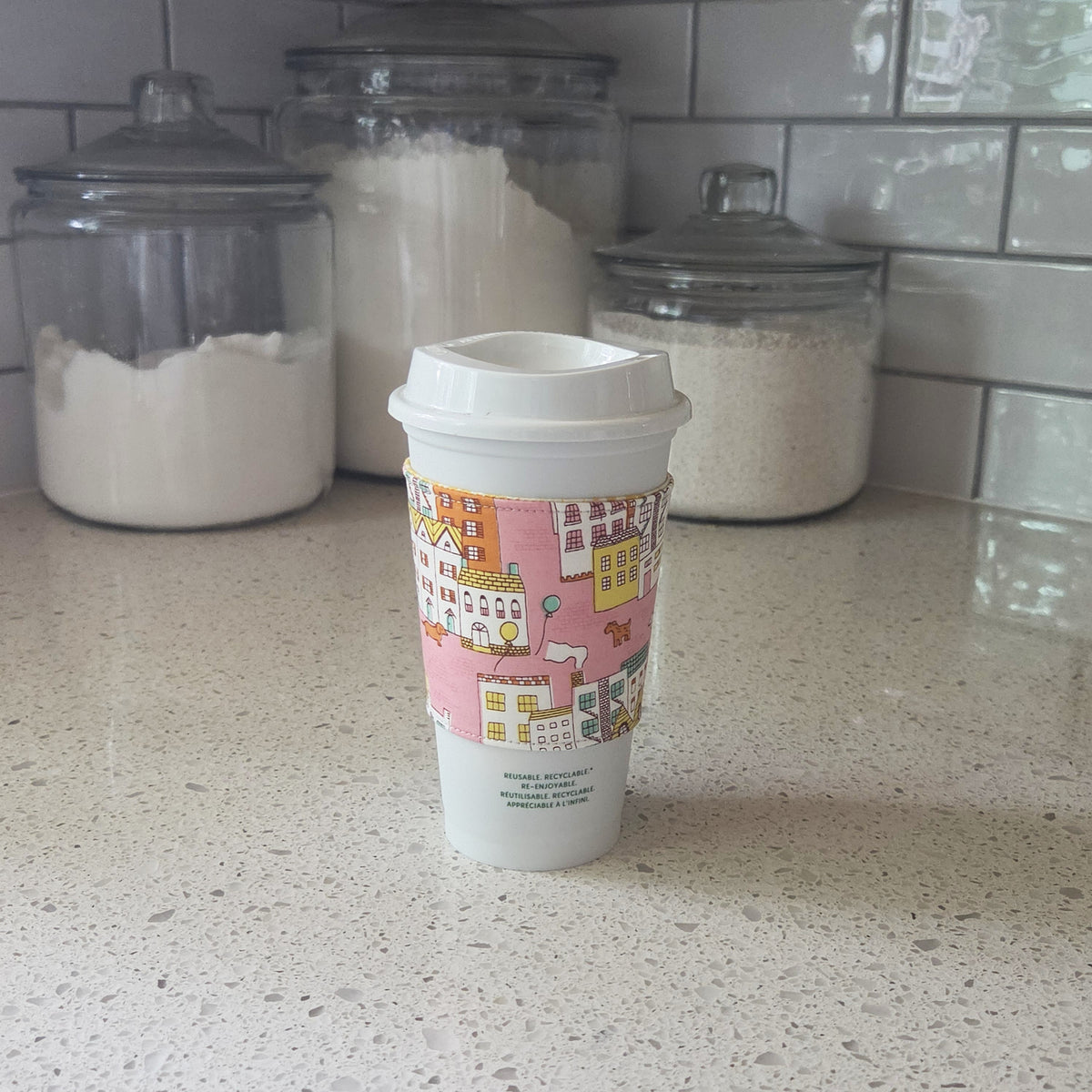 Little Houses Reversible Coffee Sleeve