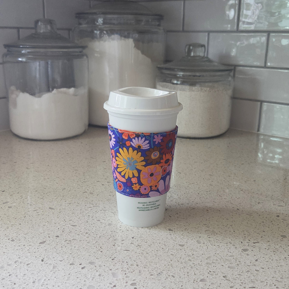 Retro Floral Reversible Coffee Sleeve