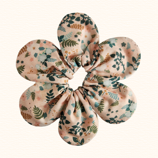 Fern and Floral Flower Scrunchie