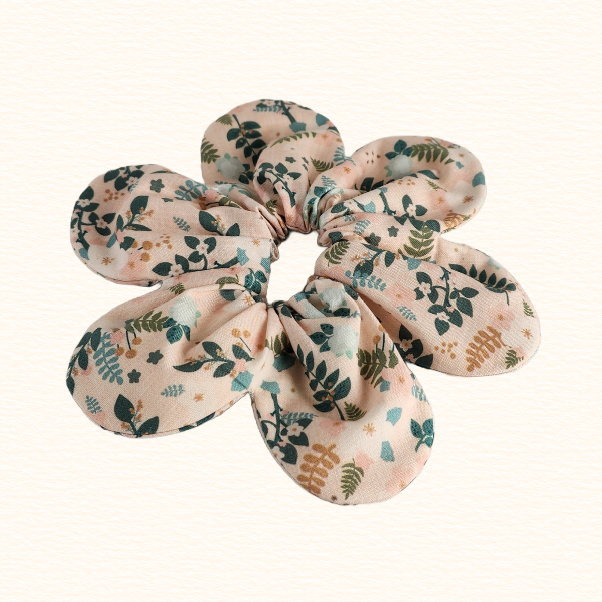 Fern and Floral Flower Scrunchie